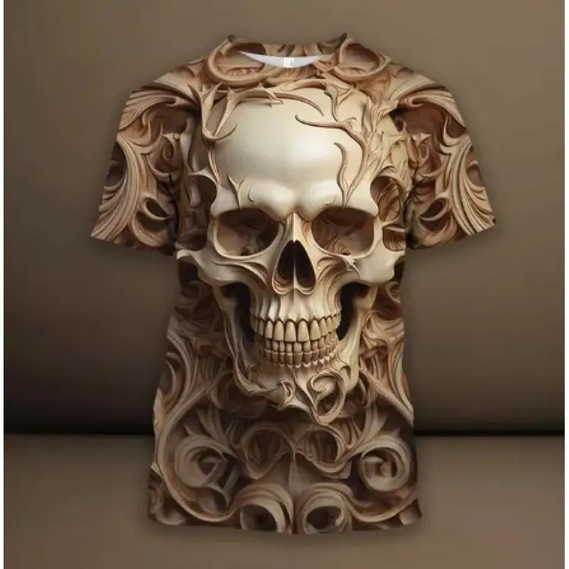 Cotton Men's 3D Skull Graphic T-Shirt – Relaxed European Fit