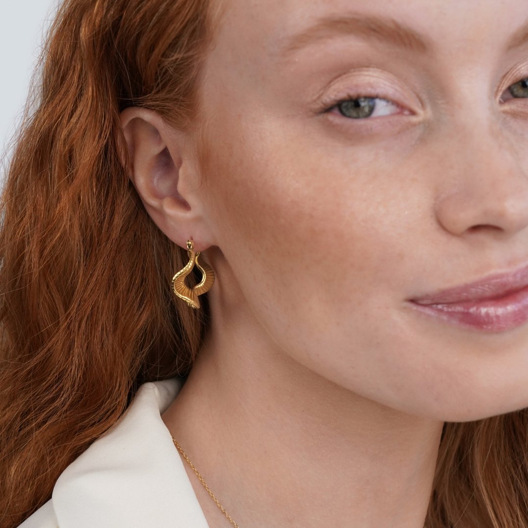 Gold-Tone Wave Hoops