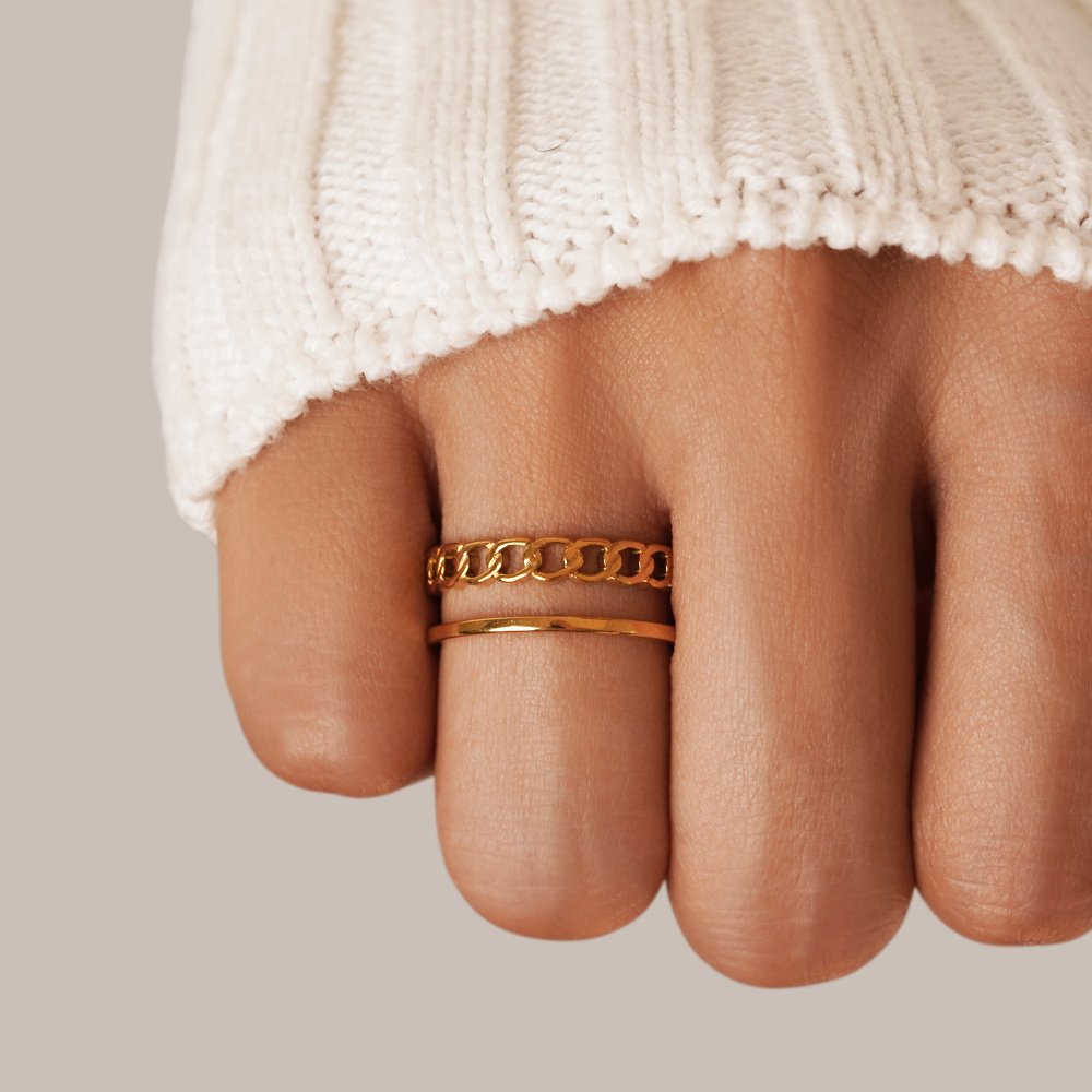 Gold-Tone Layered Chain Ring