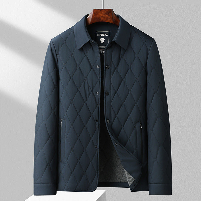 Men's Quilted Thermal Jacket – Slim Fit Cardigan Cotton