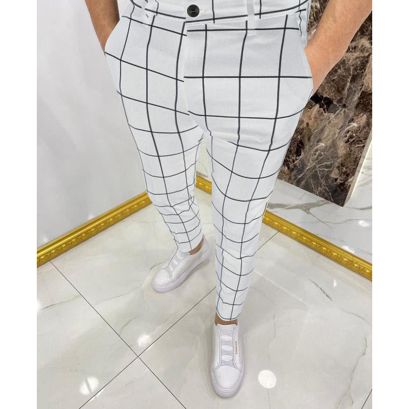 Men's Slim Plaid Trousers – Lightweight Comfort Pants