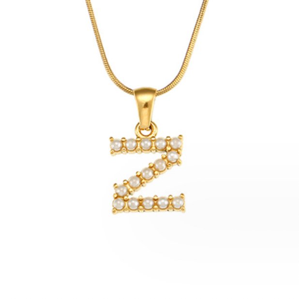 Pearl Initial Charm Necklace