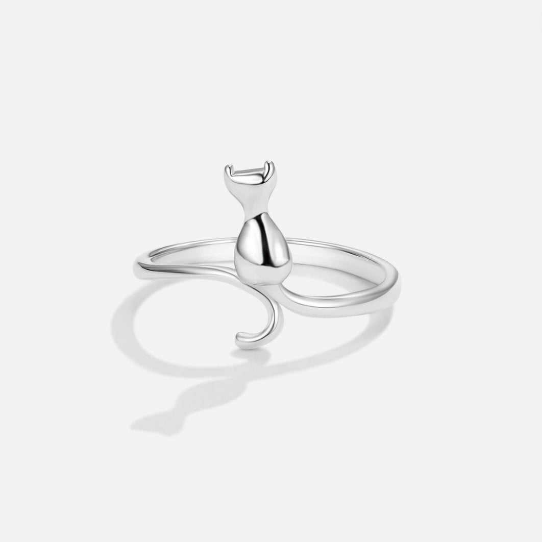 Midnight Cat Silver-Tone Ring