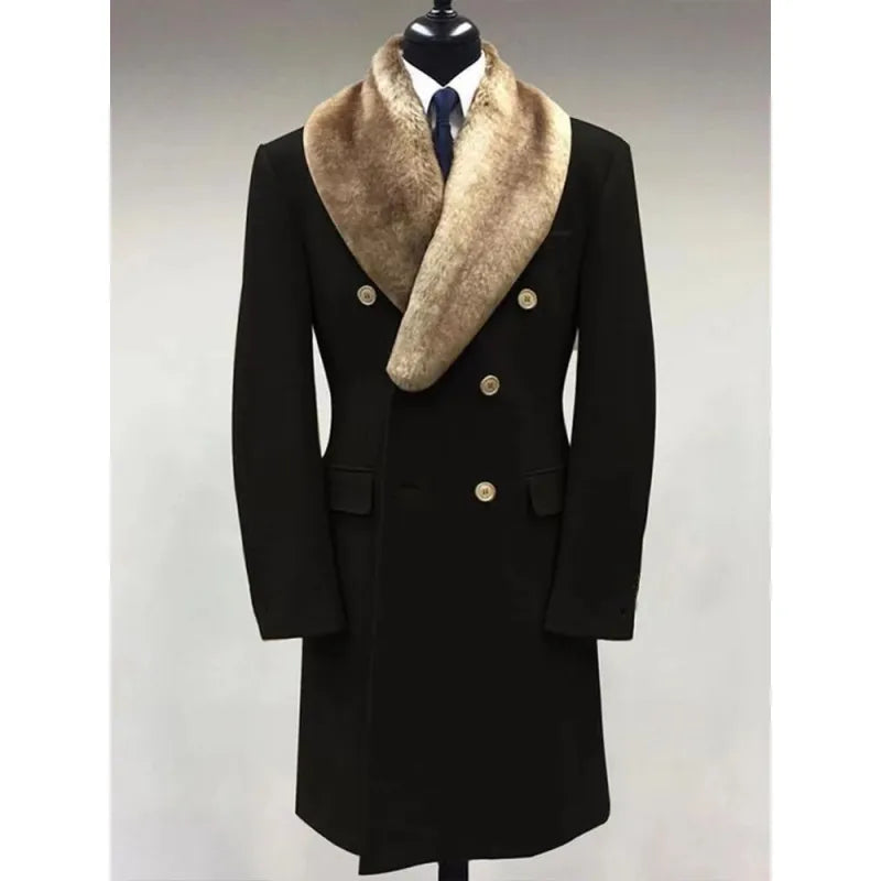 Men's Mid Length Jacket – Wool Polo Collar Fitted Cut
