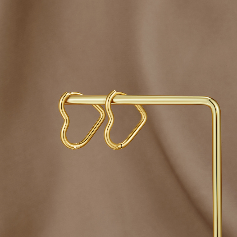 Gold-Tone Heart Hoop Earrings