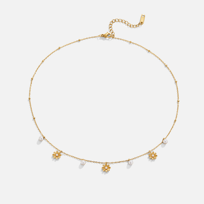 Autumn Flower and Pearl Necklace