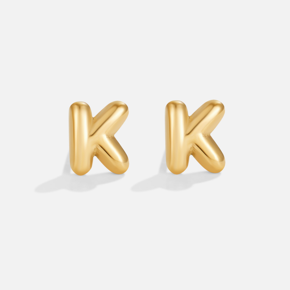 Gold-Tone Bubble Letter Earrings