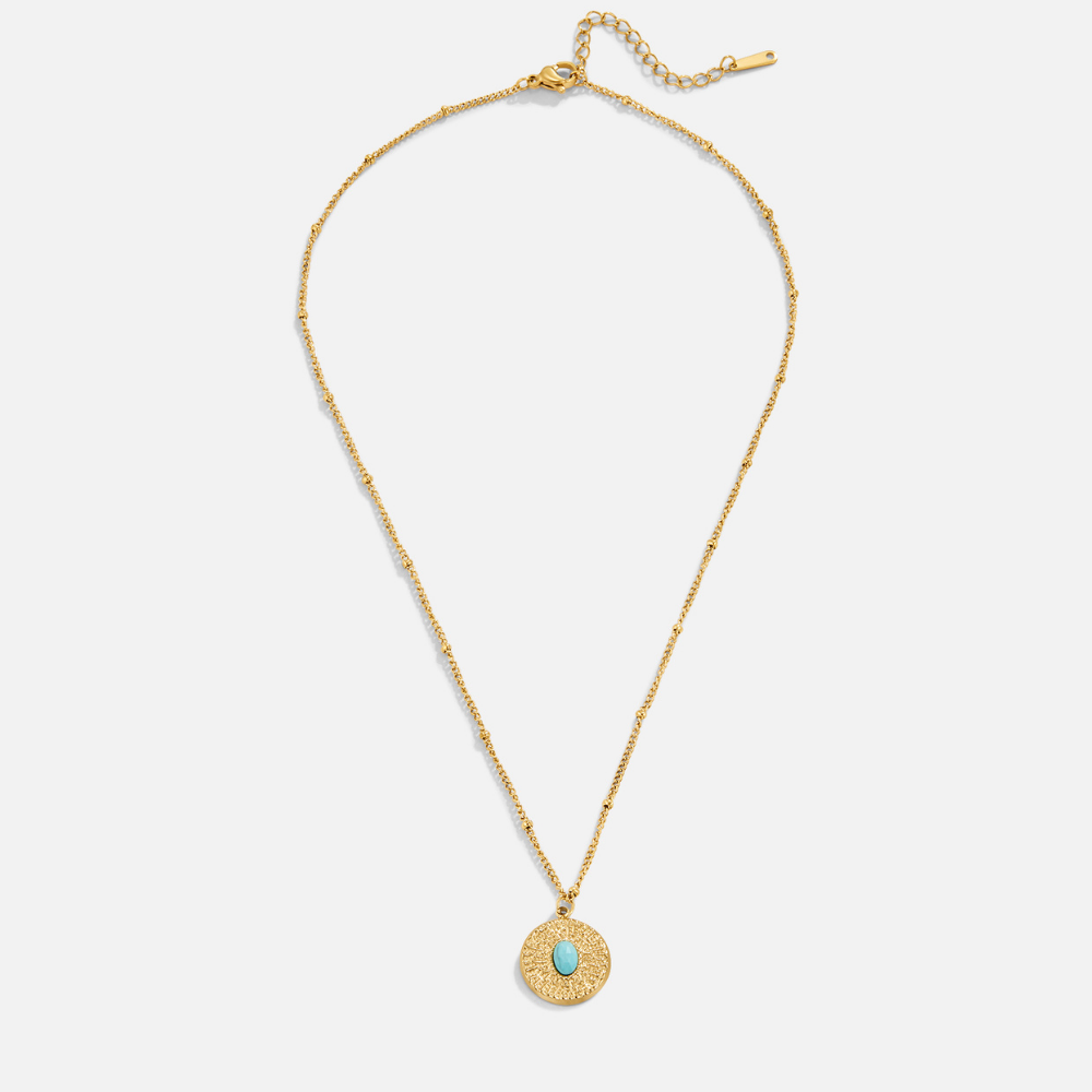 Turquoise Coin Pendant Necklace