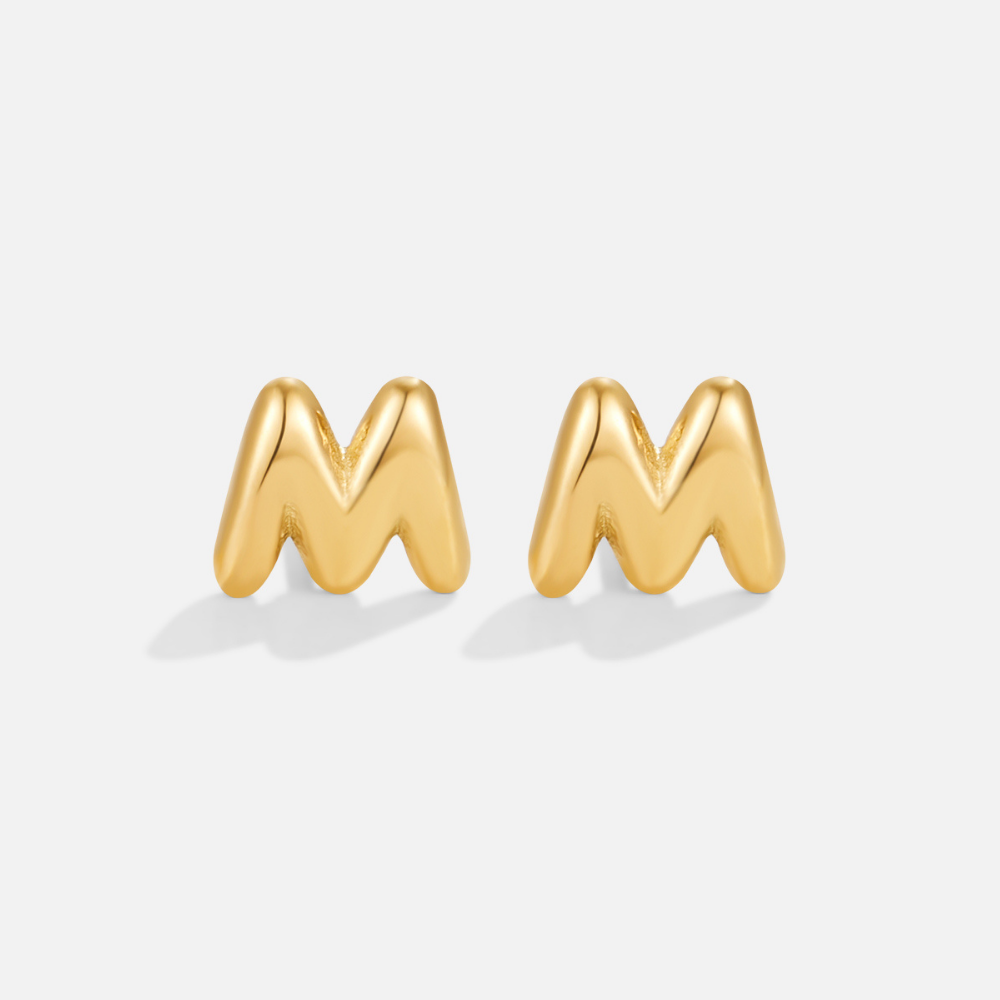 Gold-Tone Bubble Letter Earrings