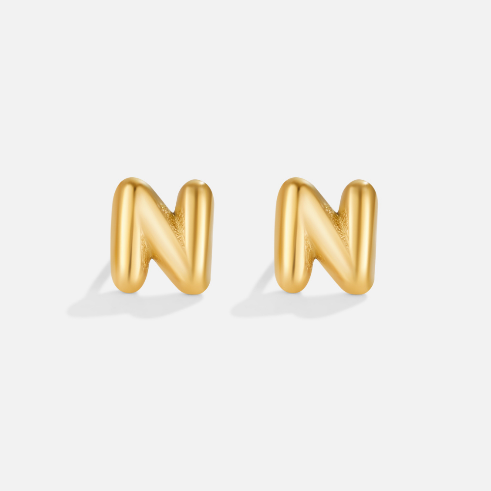 Gold-Tone Bubble Letter Earrings