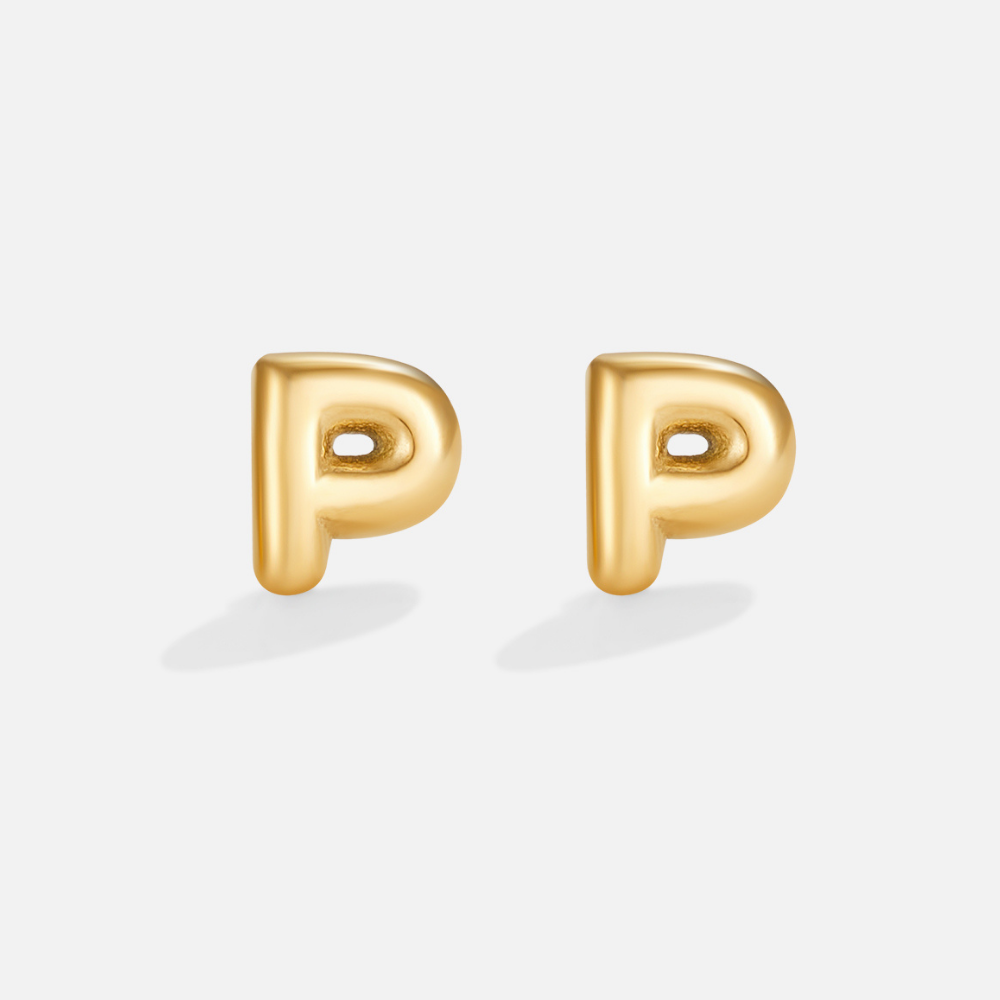 Gold-Tone Bubble Letter Earrings