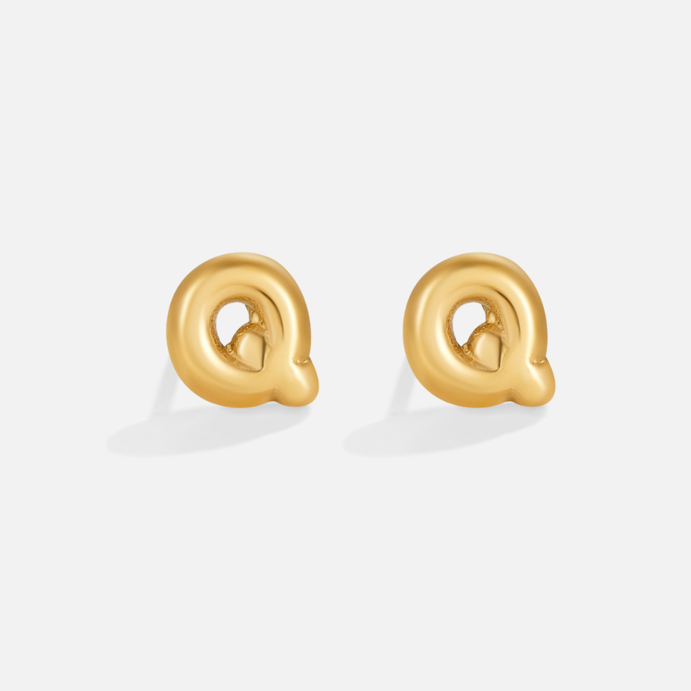 Gold-Tone Bubble Letter Earrings