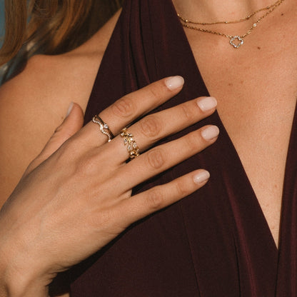 Gold-Tone Crystal Vine Ring