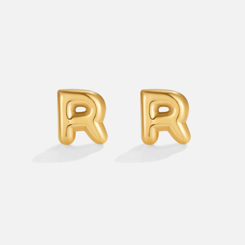 Gold-Tone Bubble Letter Earrings