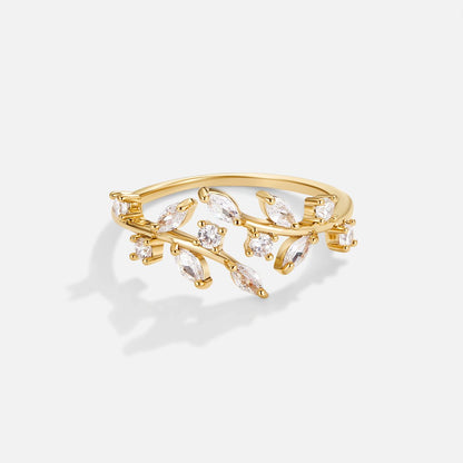 Gold-Tone Crystal Vine Ring