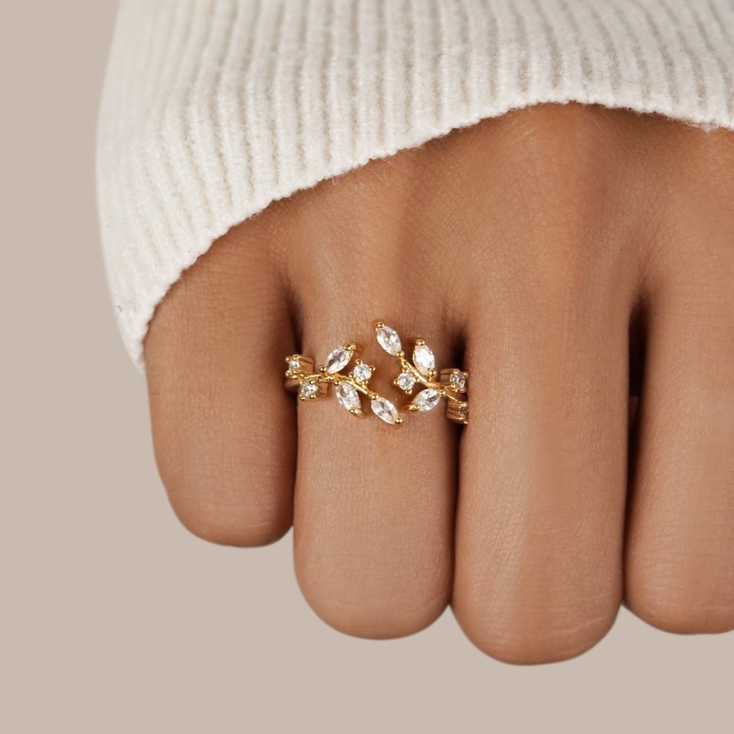Gold-Tone Crystal Vine Ring