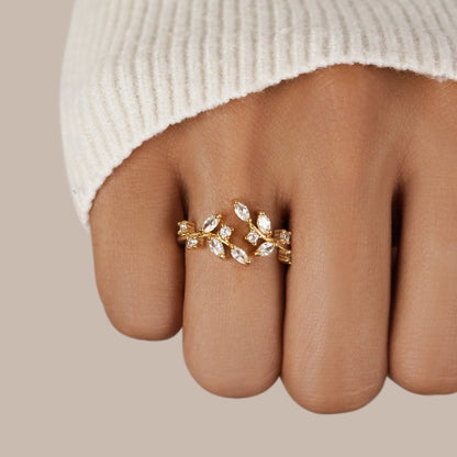 Gold-Tone Crystal Vine Ring