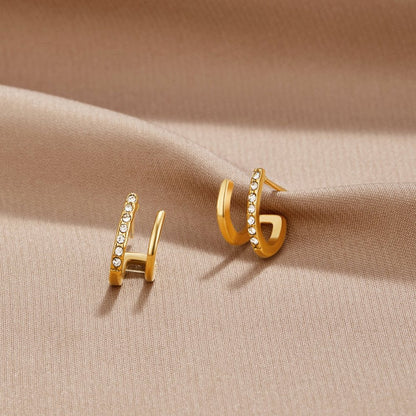 Gold-Tone Crystal Claw Earrings