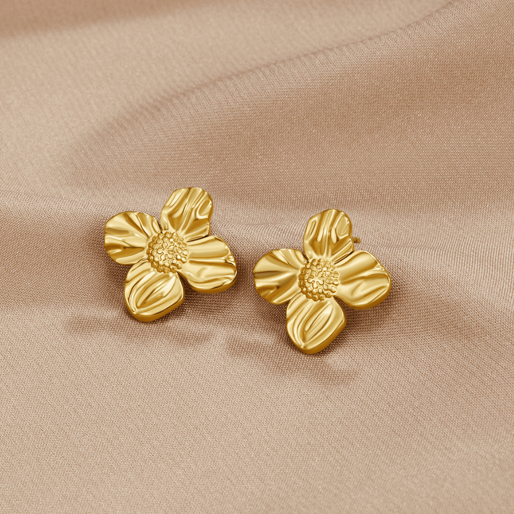 Gold-Tone Flower Earrings