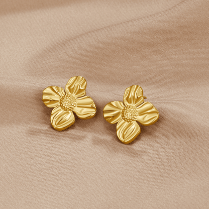 Gold-Tone Flower Earrings