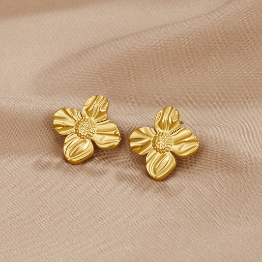 Gold-Tone Flower Earrings