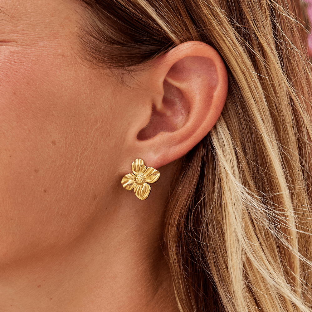 Gold-Tone Flower Earrings