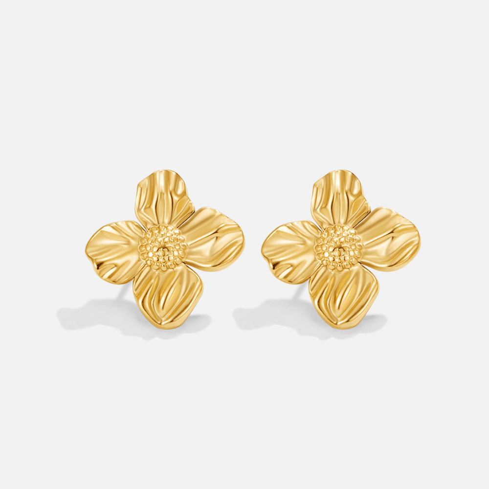 Gold-Tone Flower Earrings