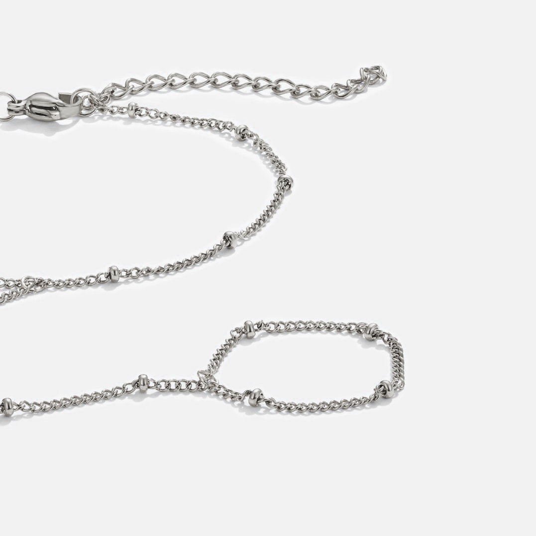 Silver-Tone Hand Chain Bracelet