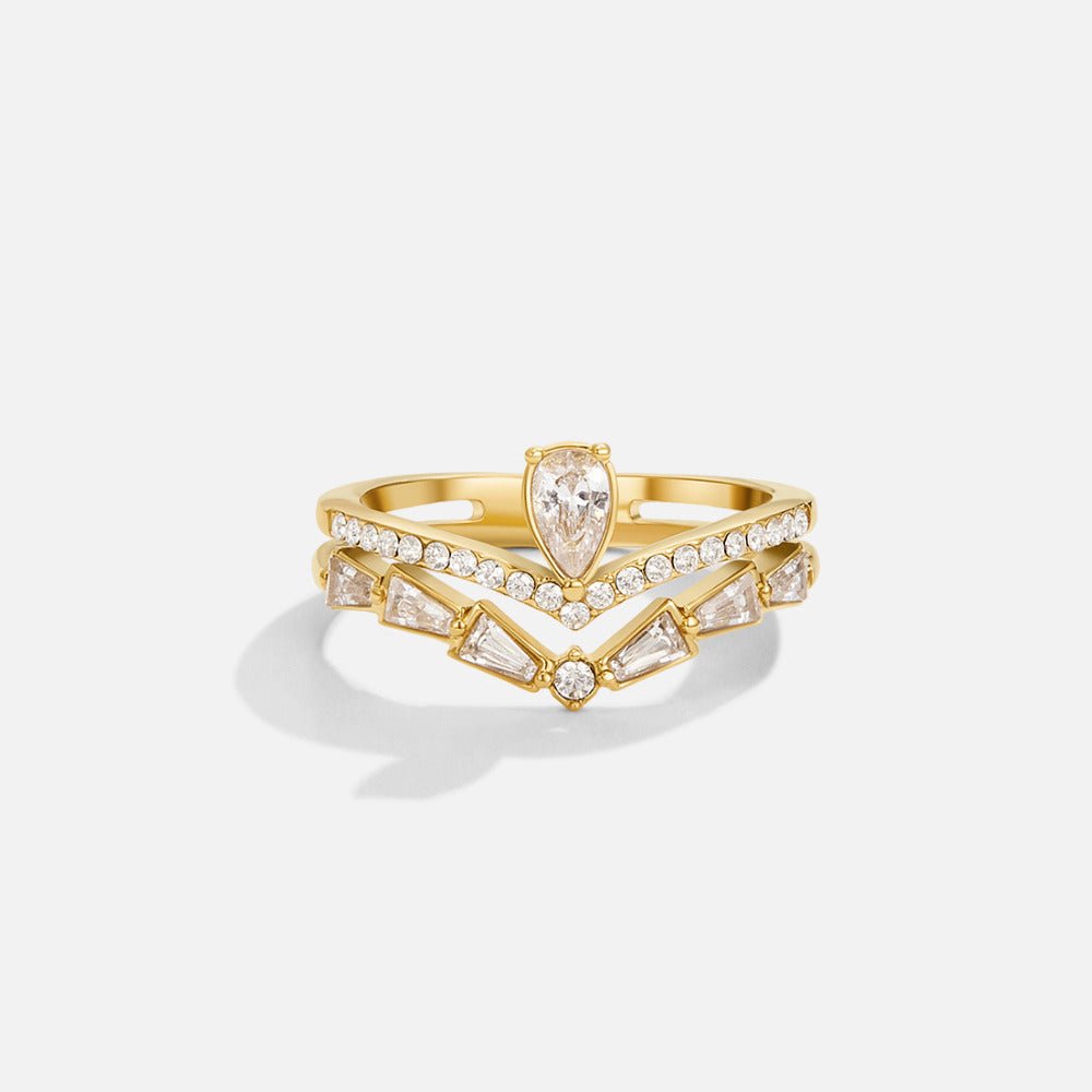 Gold-Tone Lily Crystal Ring