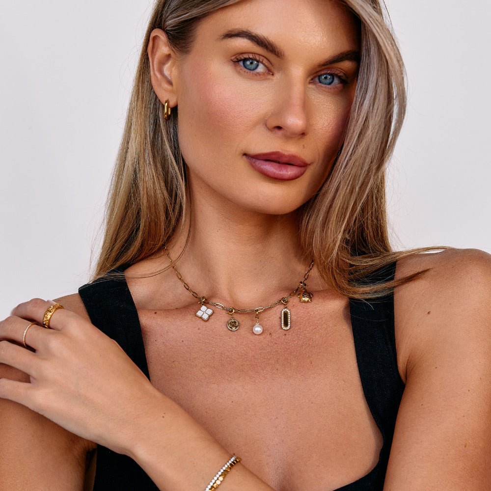 Gold-Tone Paperclip Charm Necklace Set