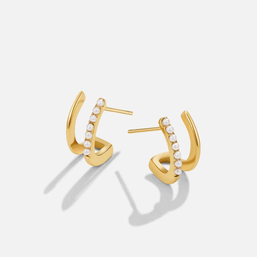 Gold-Tone and Pearl Claw Earrings