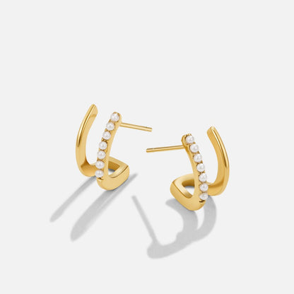 Gold-Tone and Pearl Claw Earrings
