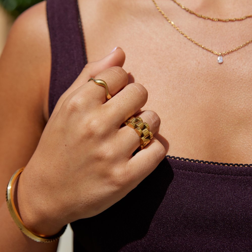 Gold-Tone Wave Ring