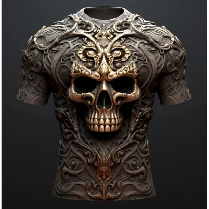 Cotton Men's 3D Skull Graphic T-Shirt – Relaxed European Fit