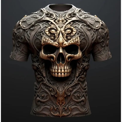 Cotton Men's 3D Skull Graphic T-Shirt – Relaxed European Fit