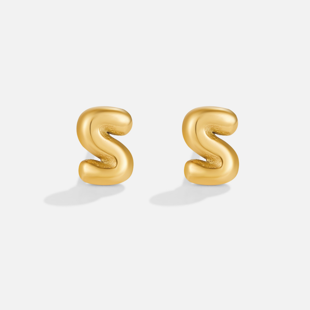 Gold-Tone Bubble Letter Earrings