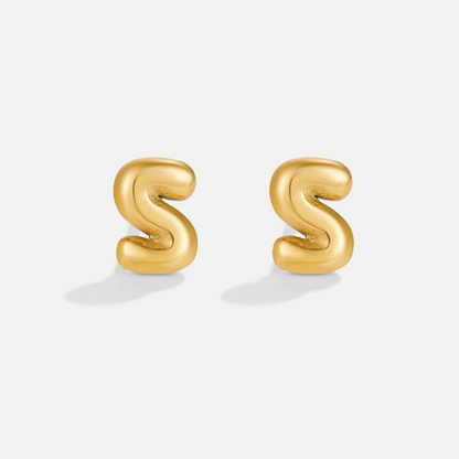Gold-Tone Bubble Letter Earrings
