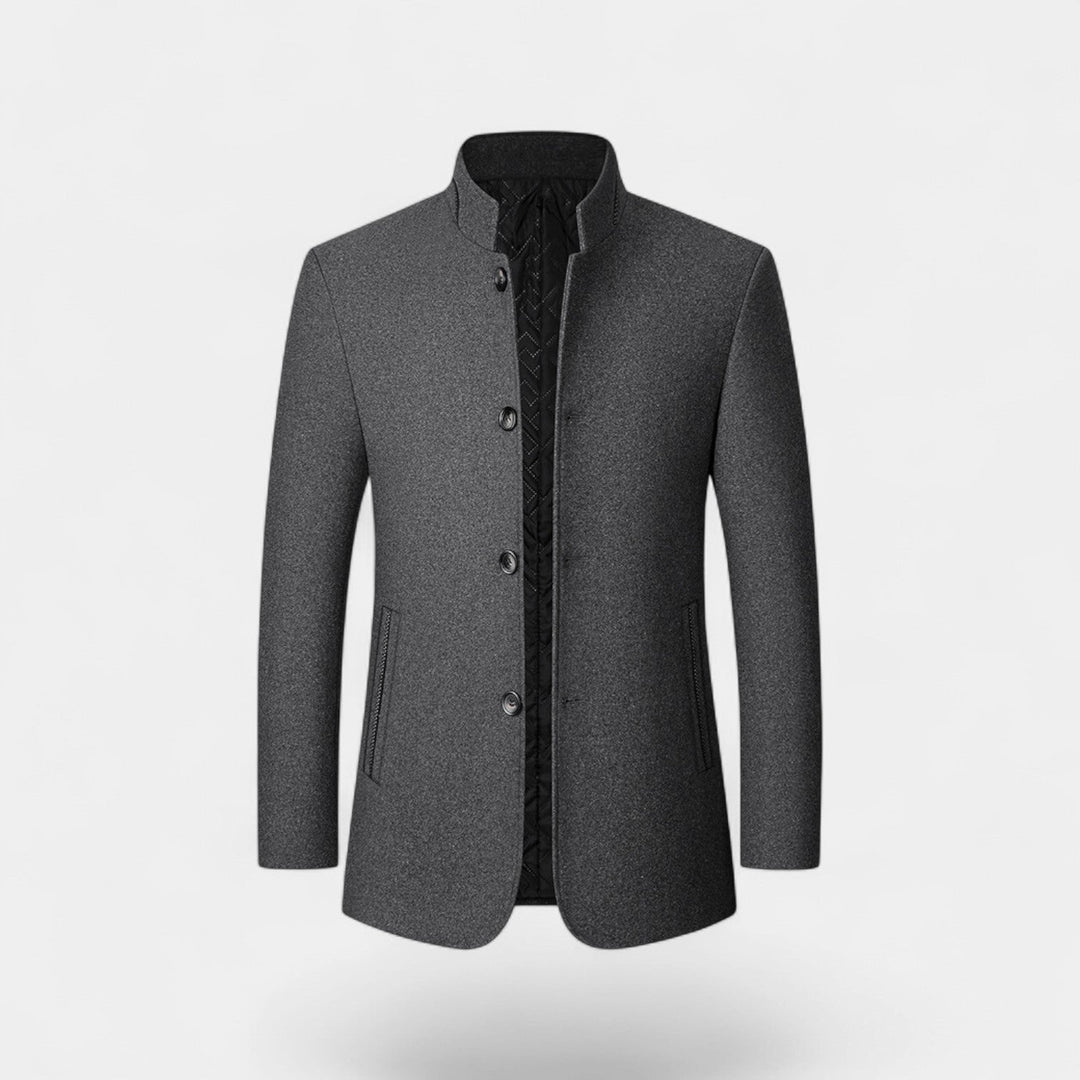 Men's Wool Blend Coat – Structured Stand Collar