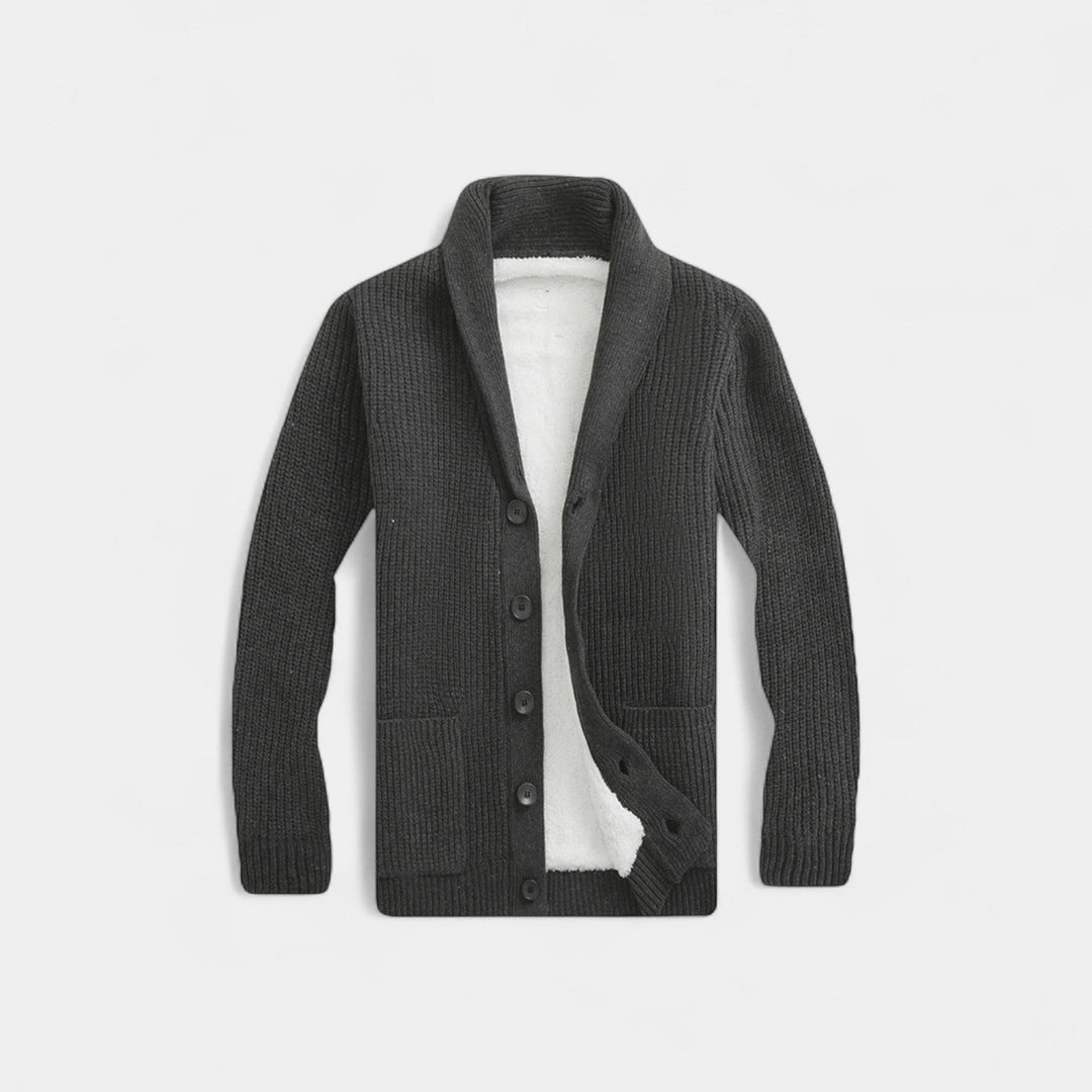 Men's Wool Blend Cardigan – V-Neck Button Through