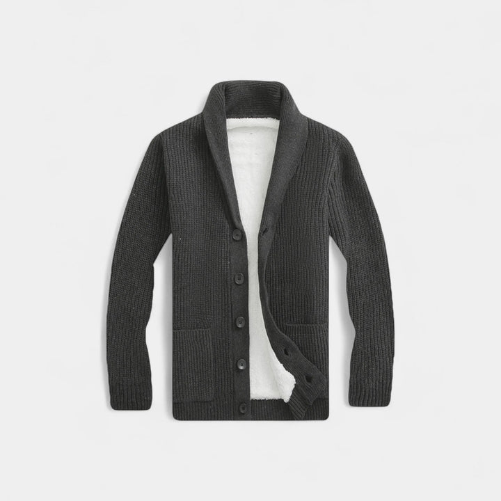 Men's Wool Blend Cardigan – V-Neck Button Through