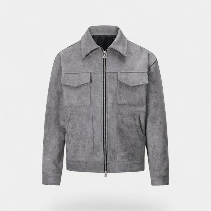 Men's Suede Jacket – Cotton Lined Multi Pocket Design