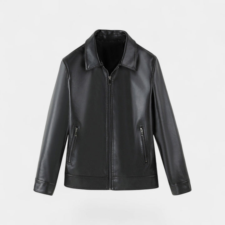 Men's Vegan Leather Jacket – Stand Collar Windproof Style