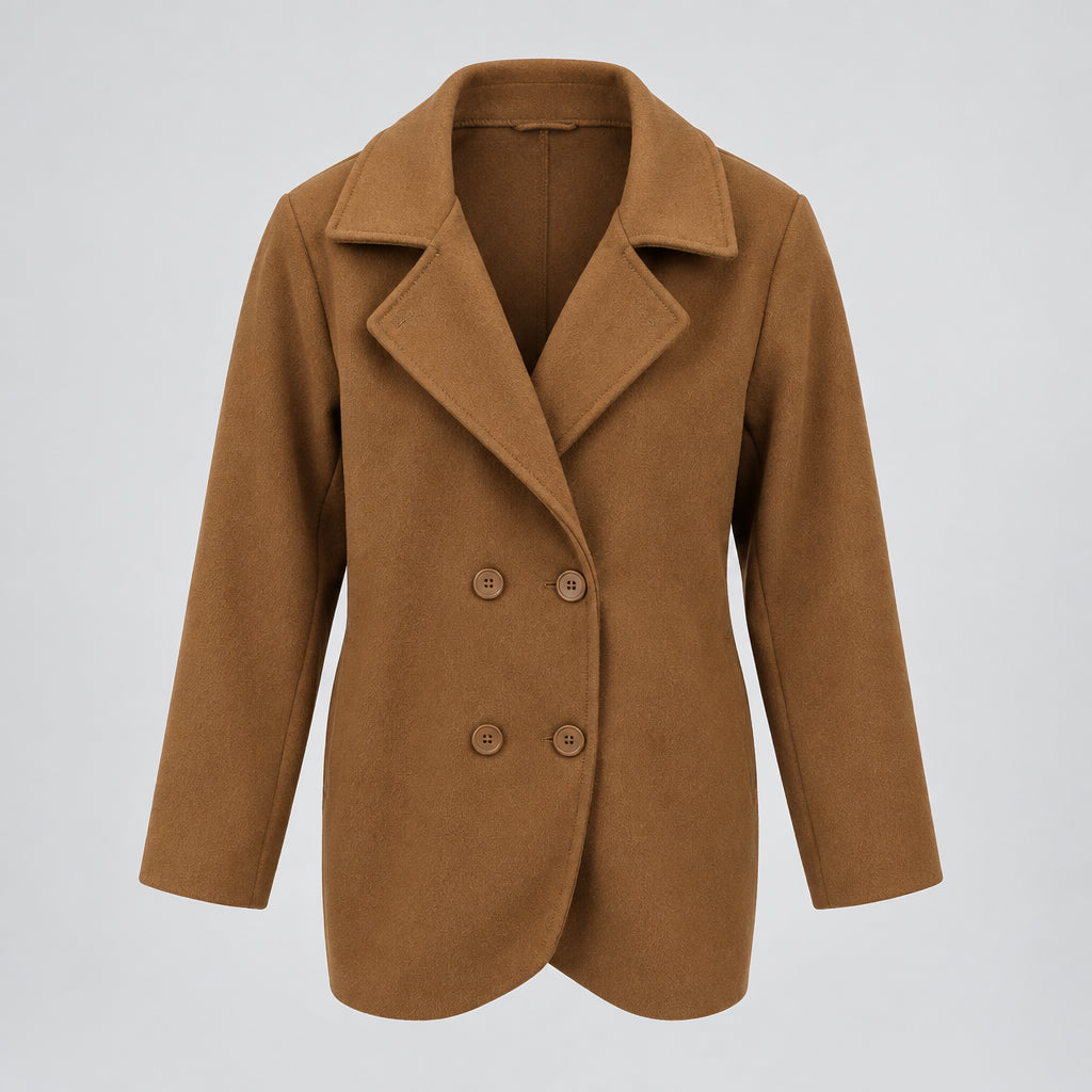Women's Cashmere Coat Slim Fit Double-Breasted Tailored Outerwear