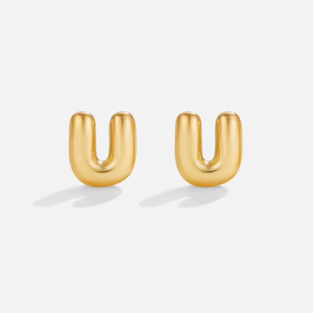 Gold-Tone Bubble Letter Earrings