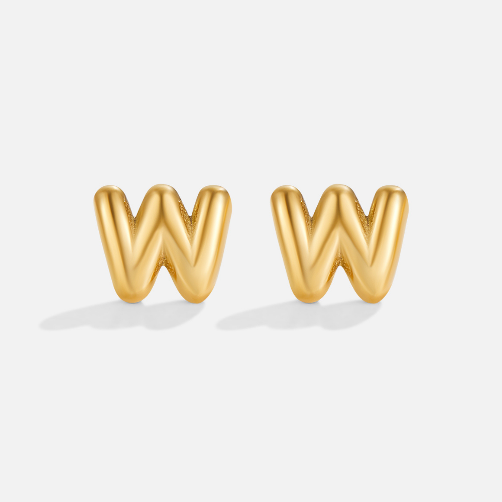 Gold-Tone Bubble Letter Earrings