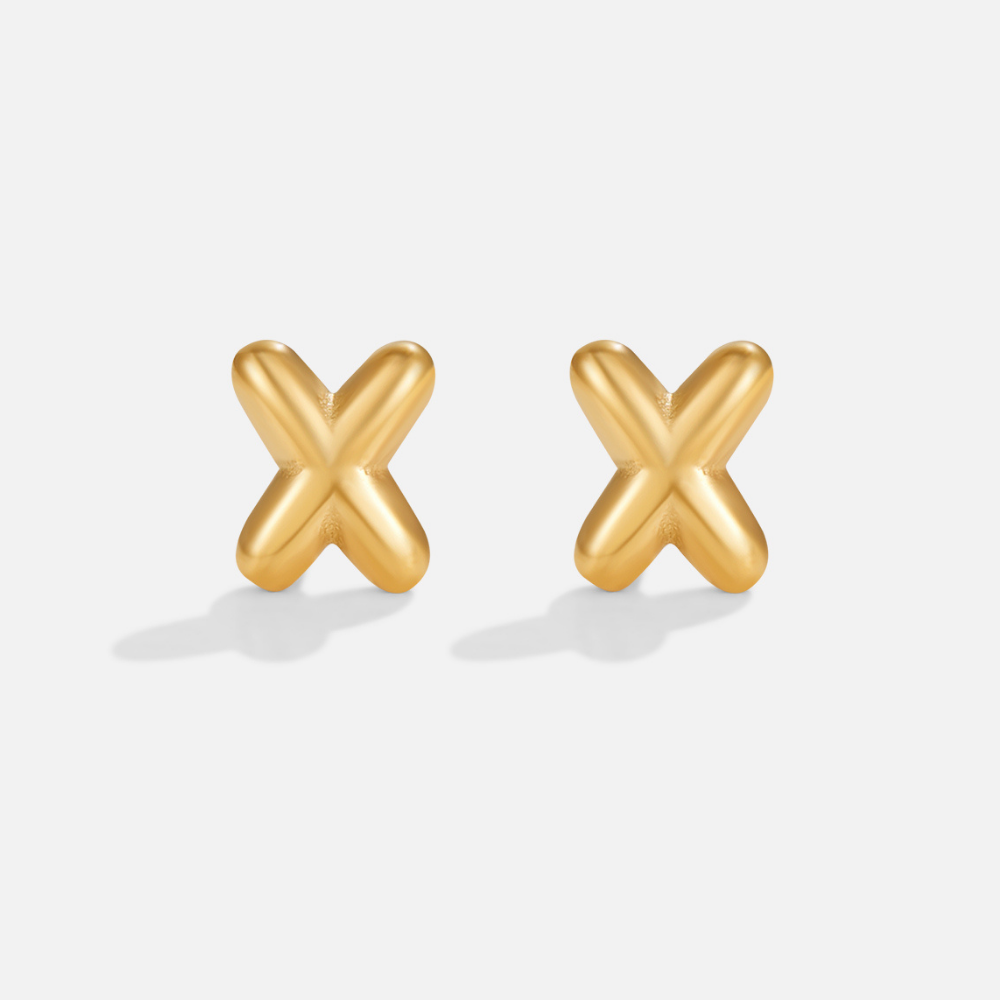 Gold-Tone Bubble Letter Earrings