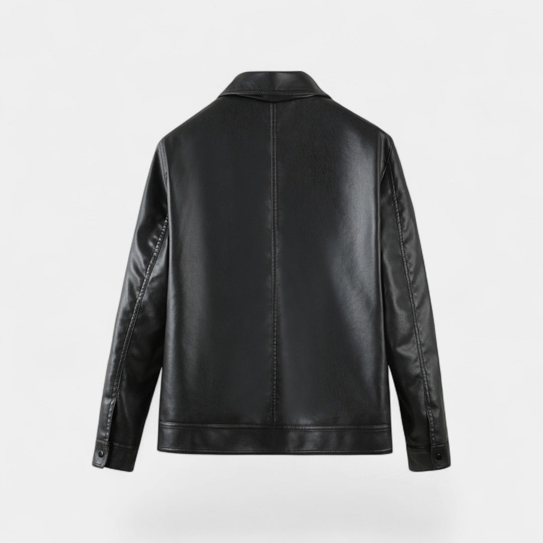 Men's Vegan Leather Jacket – Stand Collar Windproof Style