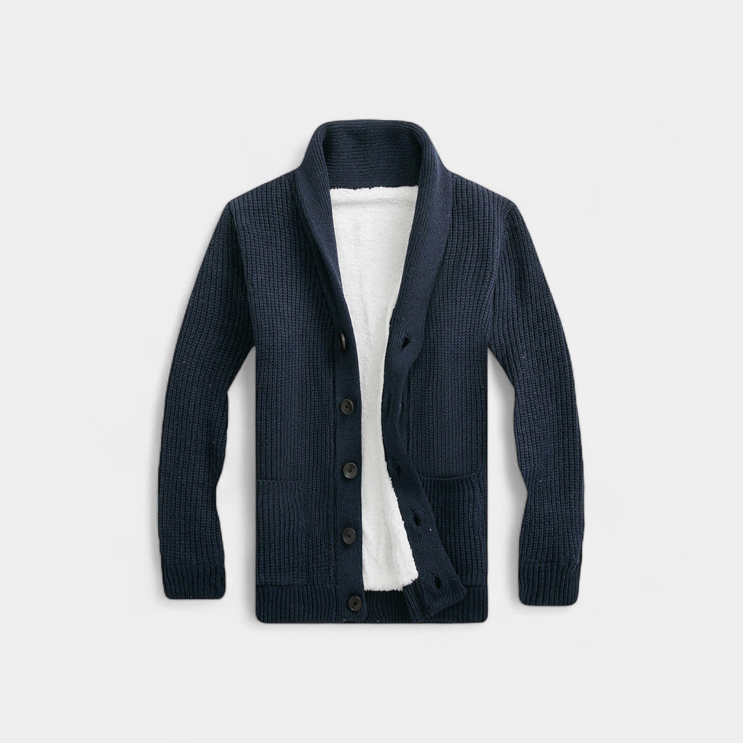 Men's Wool Blend Cardigan – V-Neck Button Through