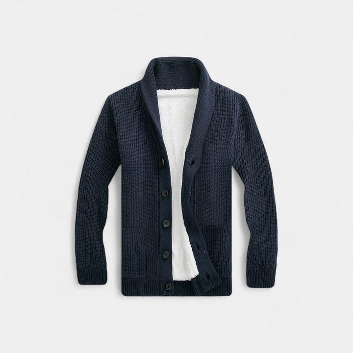 Men's Wool Blend Cardigan – V-Neck Button Through