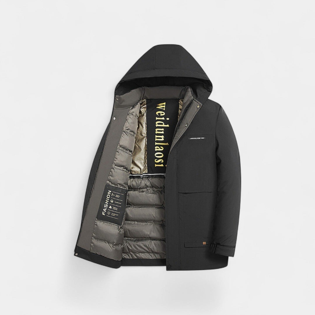 Men's Quilted Cotton Parka – Velvet Lined with Hood